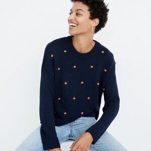 Madewell Wellesley Bobble Pullover Sweater Navy and Burnt Orange Women's Size M